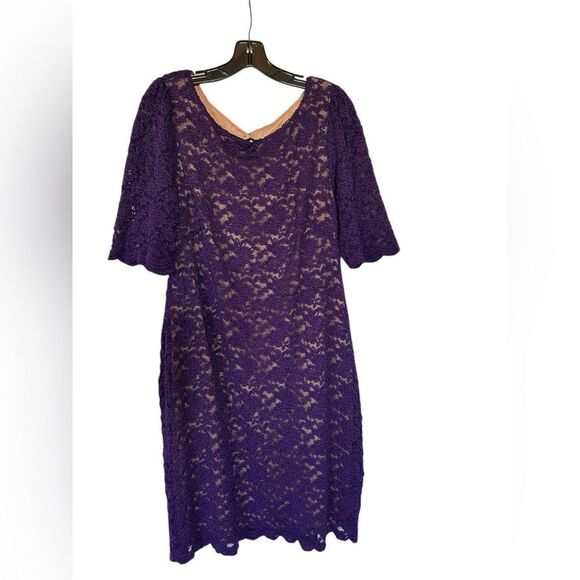 Dress Barn Dresses & Skirts - Dressbarn Collection Purple Lace Nude Lined Bodice Dress 16